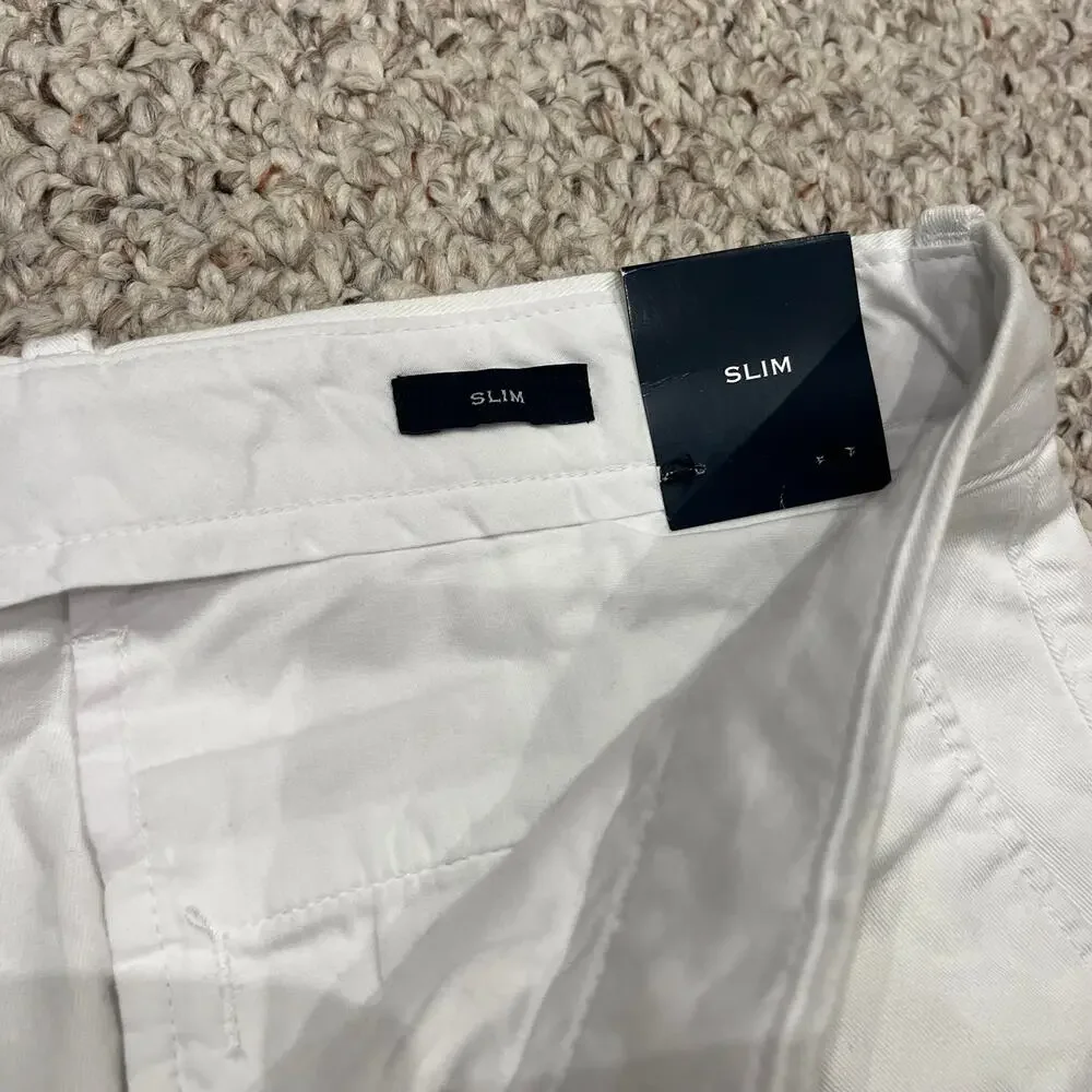NEW J Crew Slim Fit Flex Chino Pant 34x32 White Mens Preppy Coastal Summer